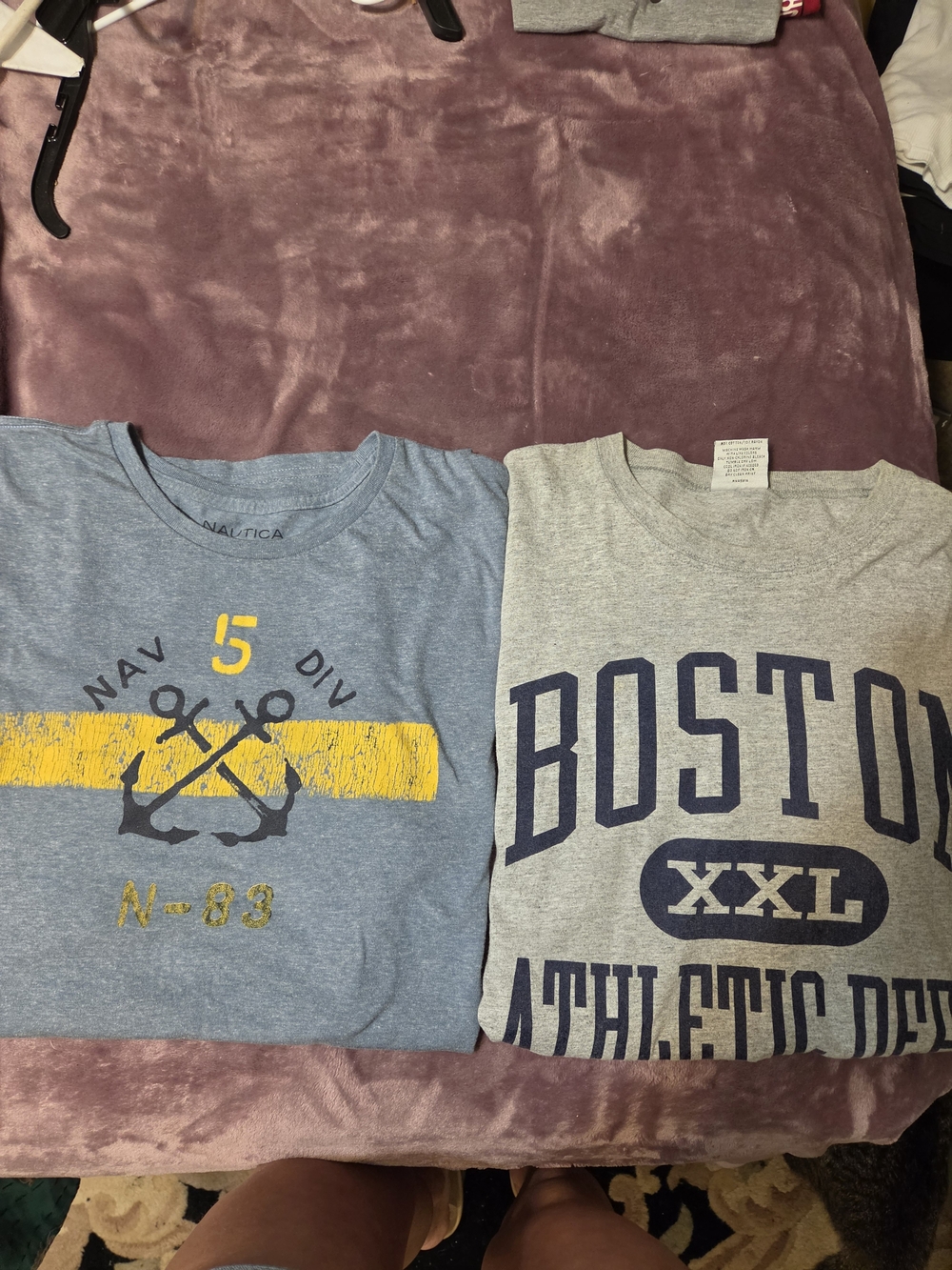 Nautica Blue Short Sleeve Graphic Tee with Yellow Accent And Boston Shirt